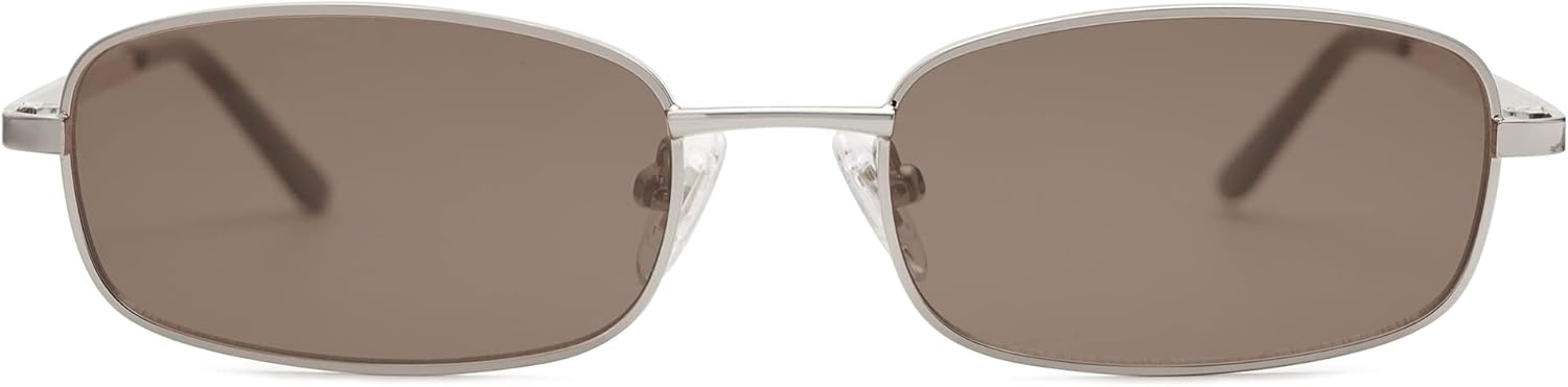 

Солнцезащитные очки SOJOS маленького размера, прямоугольной формы, для женщин и мужчин, в стиле ретро 80-х, 90-х, Y2K, узкие, тонкие, облегающие, модель SJ1187, Silver/Brown