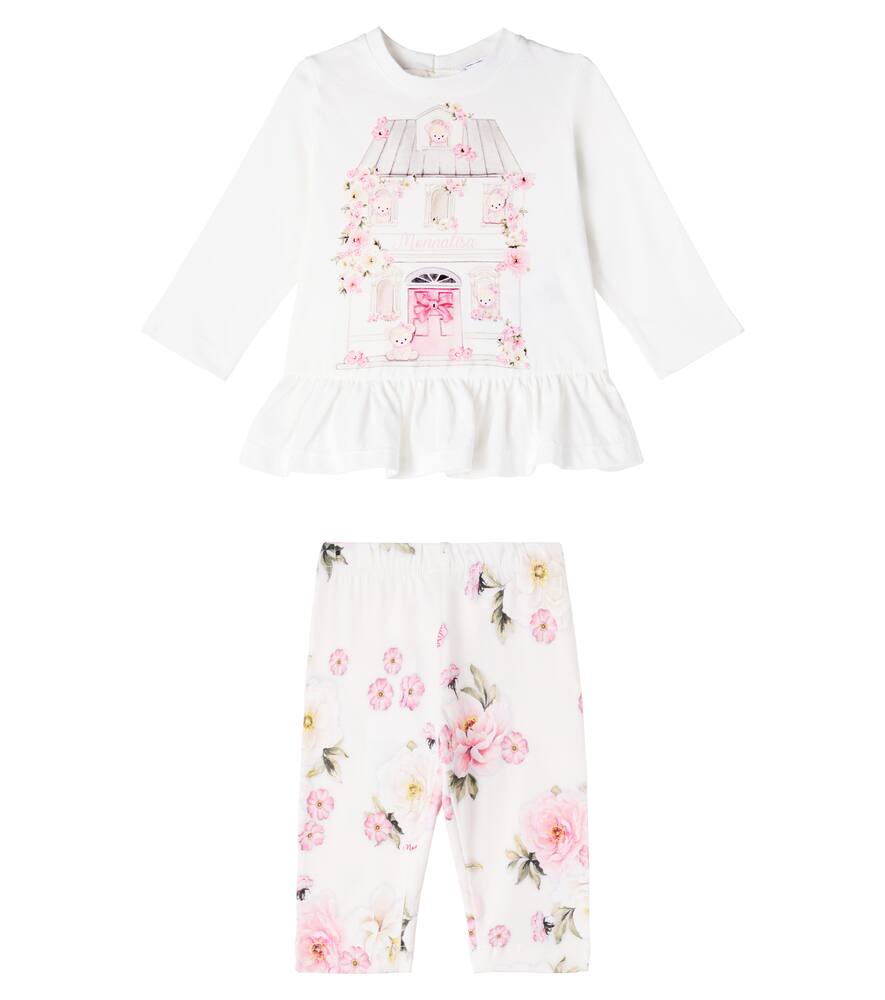 

Детский комплект из хлопкового джерси: футболка и леггинсы Monnalisa, Beige/Rosa Antico