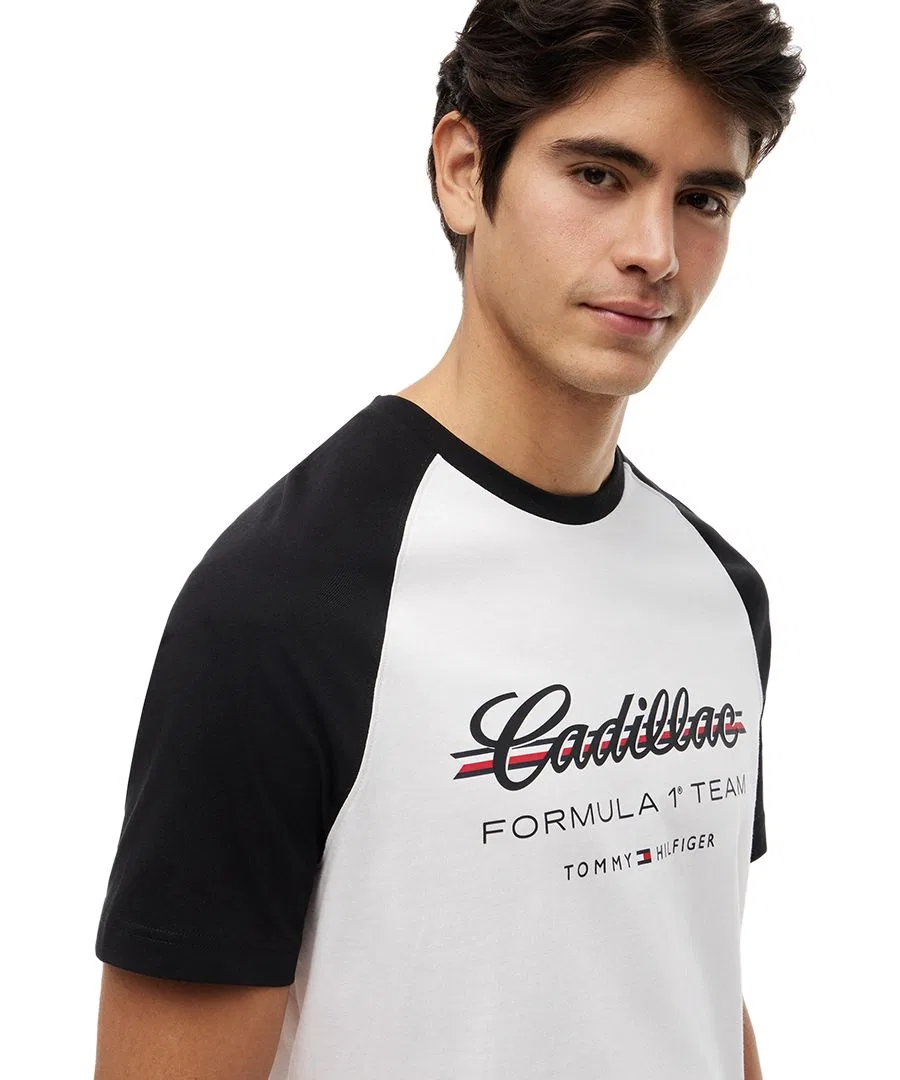 Мужская футболка-реглан с надписью Cadillac F1 Tommy Hilfiger, White / Black — фото 3