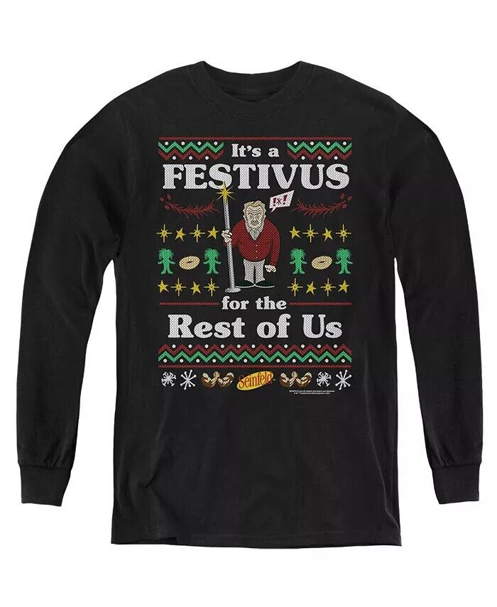 

Молодежная праздничная толстовка с длинным рукавом Festivus Seinfeld, черный
