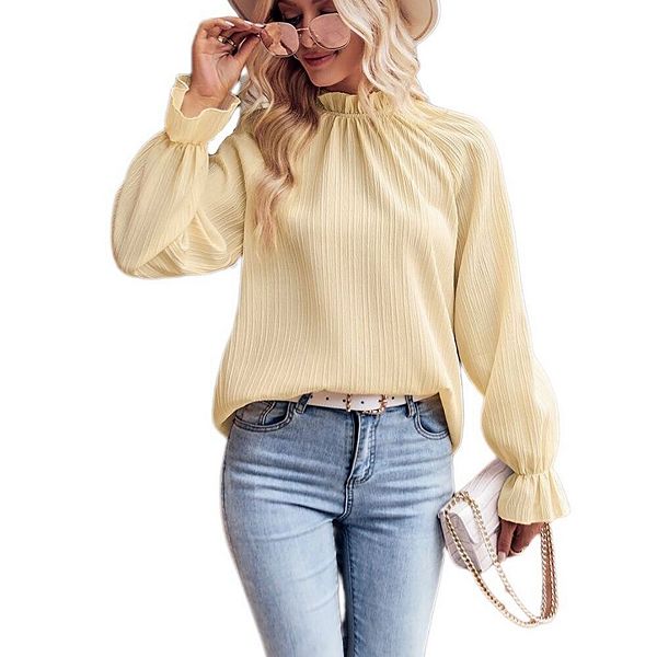 

Женская блузка с длинным рукавом и плиссировкой для офиса Yesfashion, Apricot
