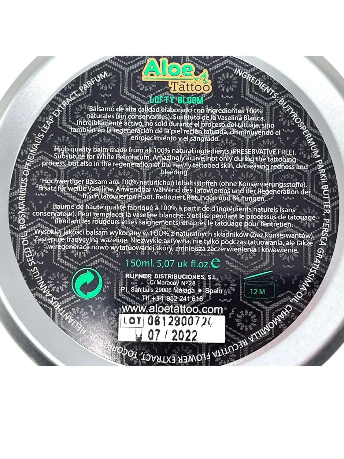 Бальзам-масло для татуировок INKgrafiX Aloe Tattoo Butter Balm Lofty Bloom, 150 мл Tattoo [Inkgrafix] Piercing — фото 3