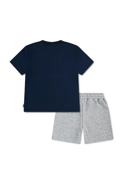 Комплект детский из хлопка Batwing Tee & Knit Short Levi's, синий — фото 2