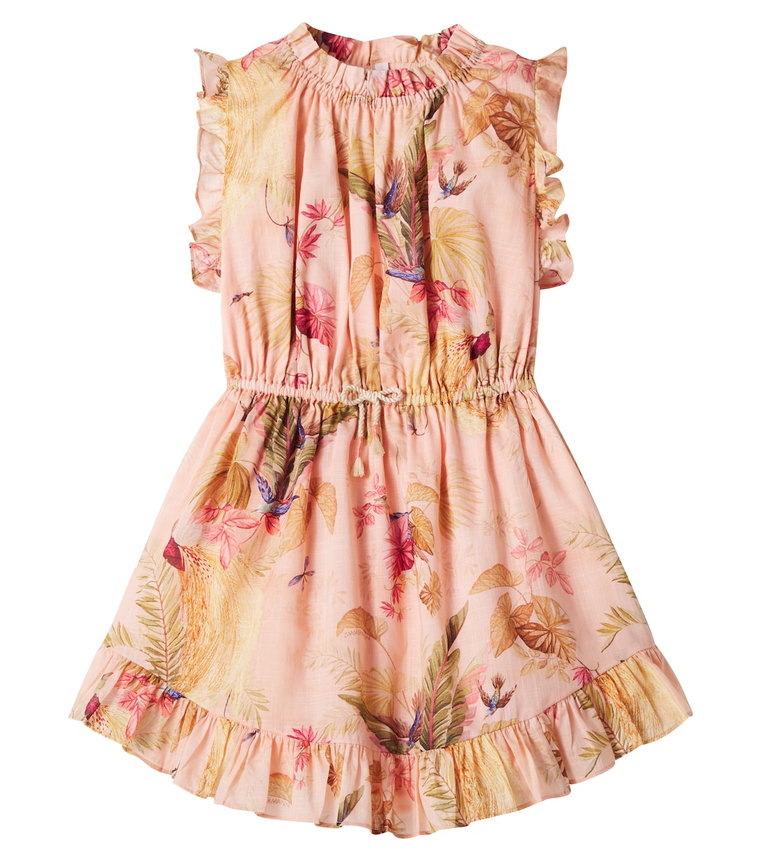 

Платье Rhiannon из хлопка с цветочным принтом и рюшами Zimmermann Kids, Pink Palm Floral