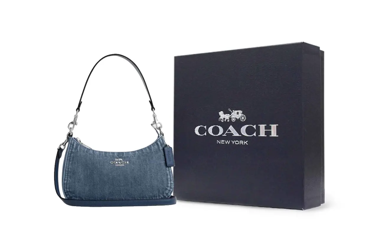 

COACH Тканевая сумка через плечо среднего размера женская синяя