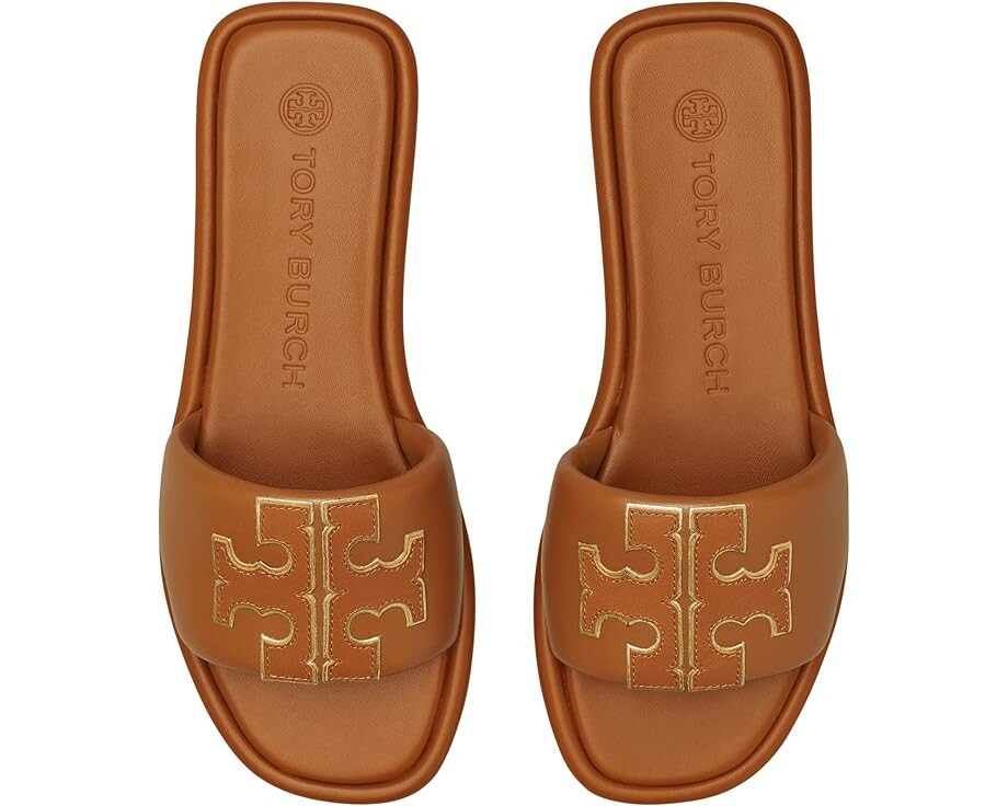 Сандалии Tory Burch Double T Sport Slide, цвет Bourbon Miele/Gold — фото 2