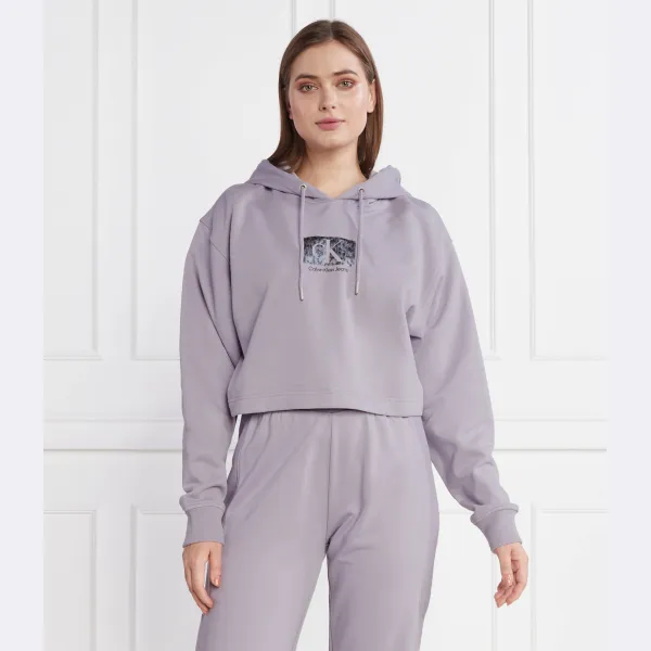 Укороченная толстовка с принтом Calvin Klein, фиолетовый — фото 2