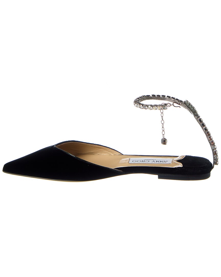 Бархатные туфли Jimmy Choo Saeda Flat, черный — фото 2