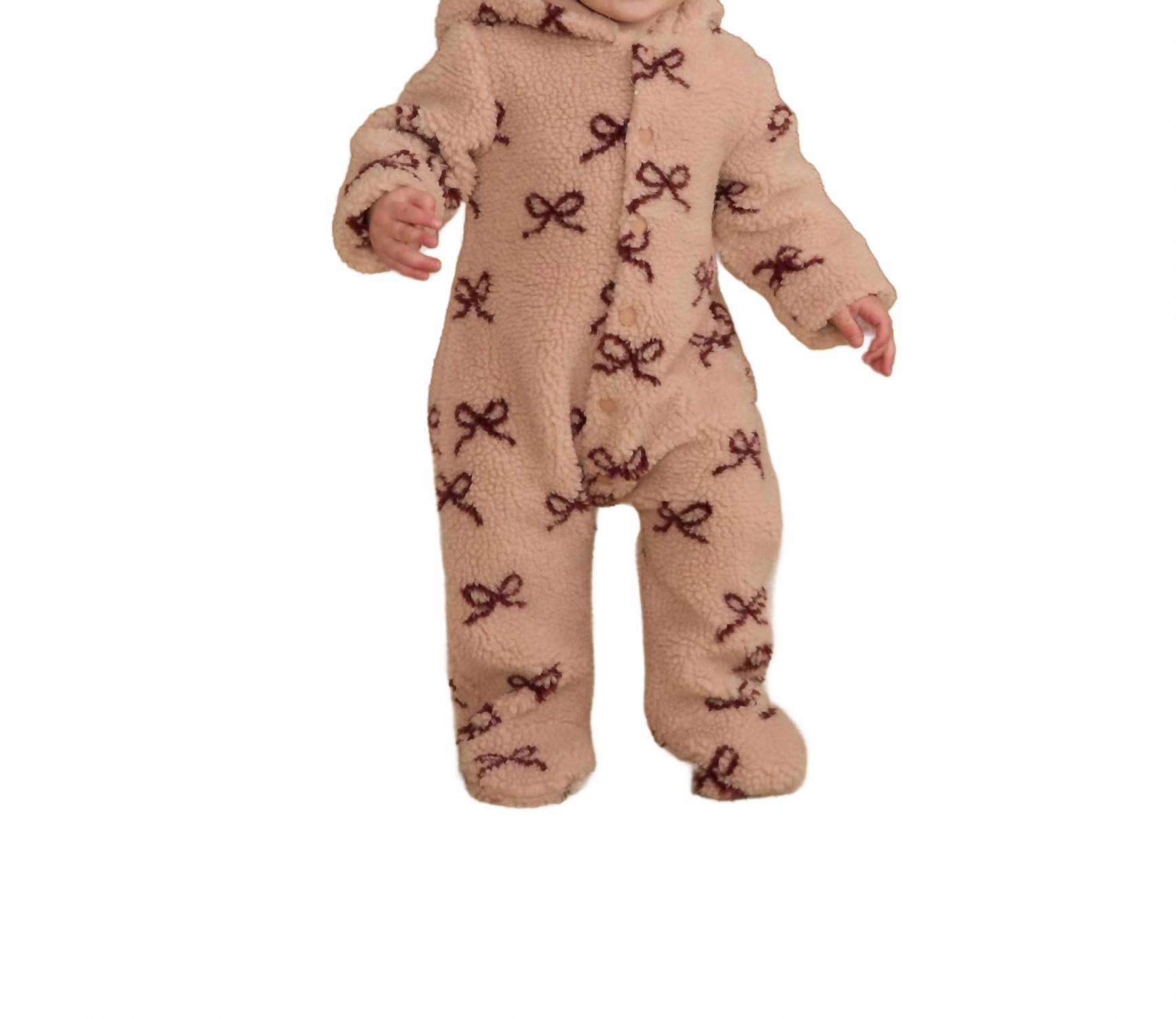 

Rylee + Cru Флисовый комбинезон с бантиками розового цвета