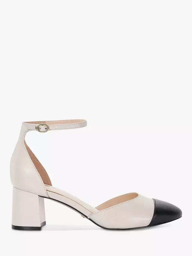 

Туфли-лодочки Dune Careless Leather Contrast Toe Heeled, цвет cream/black