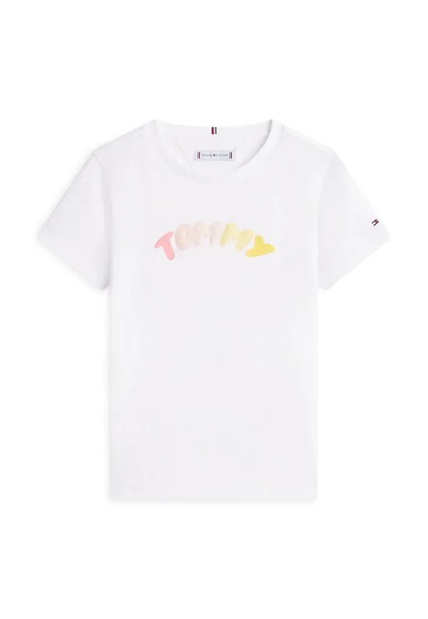 Футболка с круглым вырезом и текстурированным логотипом Tommy Hilfiger, White — фото 4