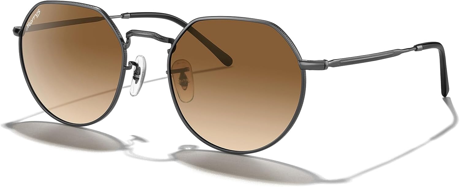 

Круглые многоугольные металлические поляризованные солнцезащитные очки MERRY для женщин и мужчин, в стиле ретро, ​​классика и винтаж, модель S6565 MERRY'S, Gunmetal Frame/Brown Gradient Lens