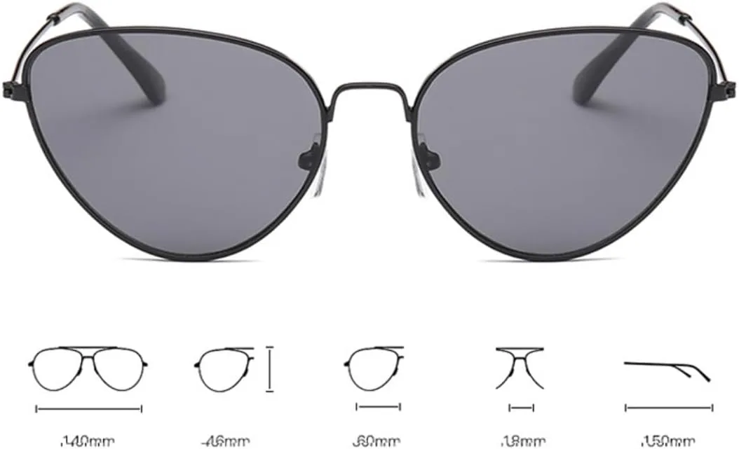 

Роскошные солнцезащитные очки «кошачий глаз» с металлическими дужками, модные панк-очки, летние, для путешествий, с защитой от УФ-излучения UV400 TVTBBVV, Gold Clear