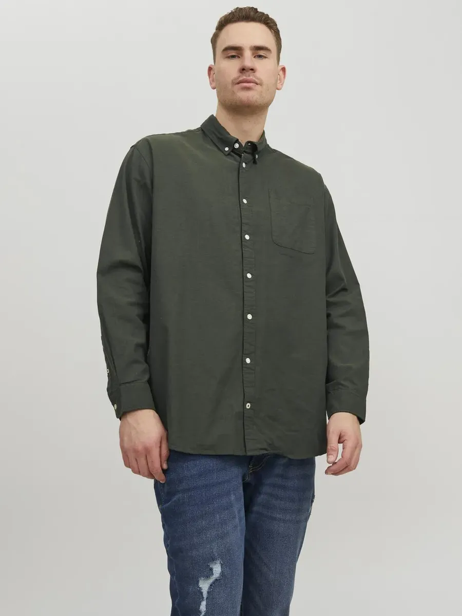 

Рубашка с длинными рукавами Jack & Jones PlusSize "JJ JJEOXFORD SHIRT L/S", цвет Forest Night