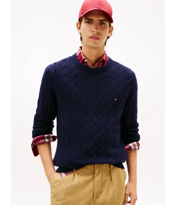 Шерстяной свитер regular fit Tommy Hilfiger, темно-синий