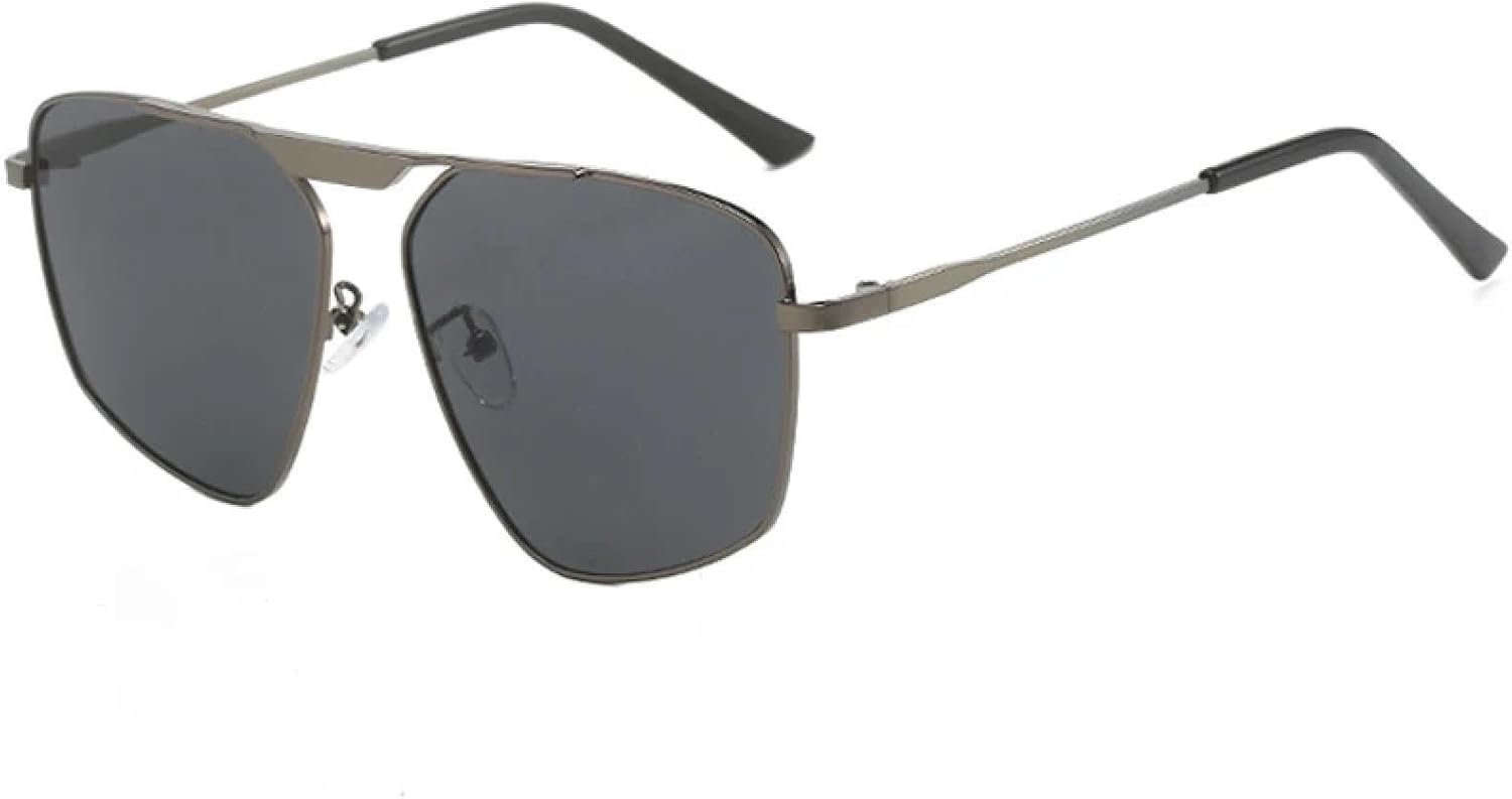 

Солнцезащитные очки в многоугольной металлической оправе для женщин и мужчин, для активного отдыха, вождения, летних путешествий, с защитой от УФ-излучения UV400 TKKTLLT, Gun Gray