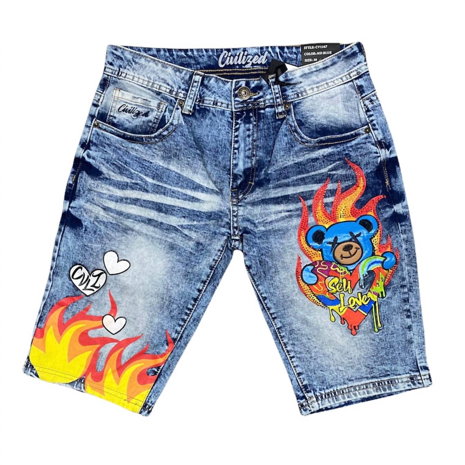 

Мужские шорты Self Love Bear Denim в синем цвете Civilized