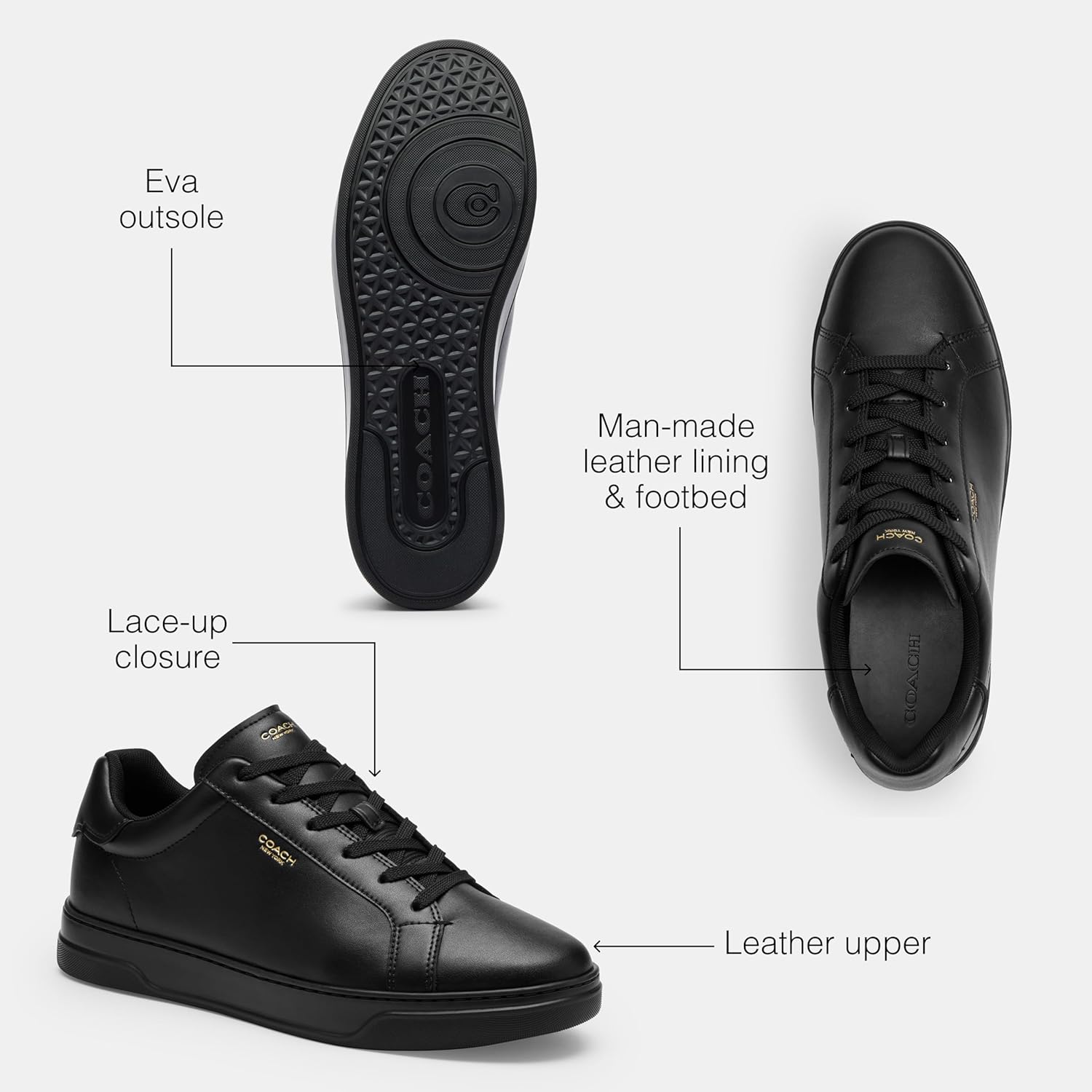 Мужские кроссовки Coach High Line High Top из фирменного канваса, черный — фото 3