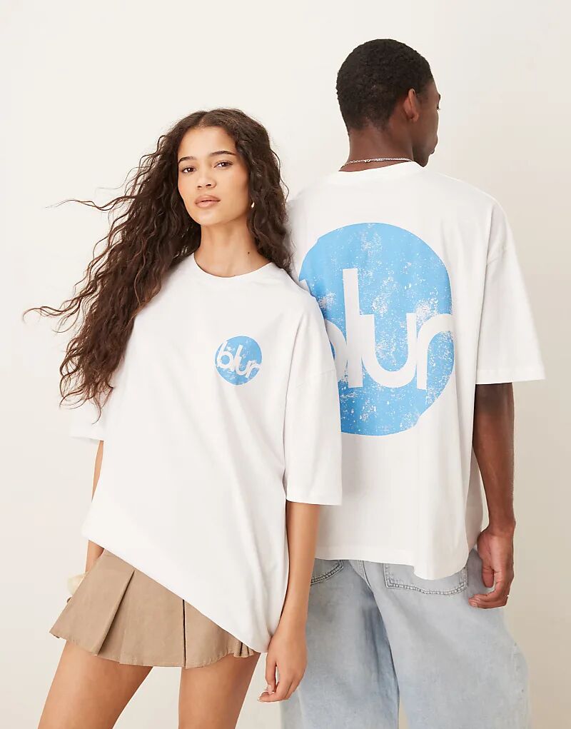 

Футболка унисекс оверсайз ASOS DESIGN белого цвета с размытым принтом