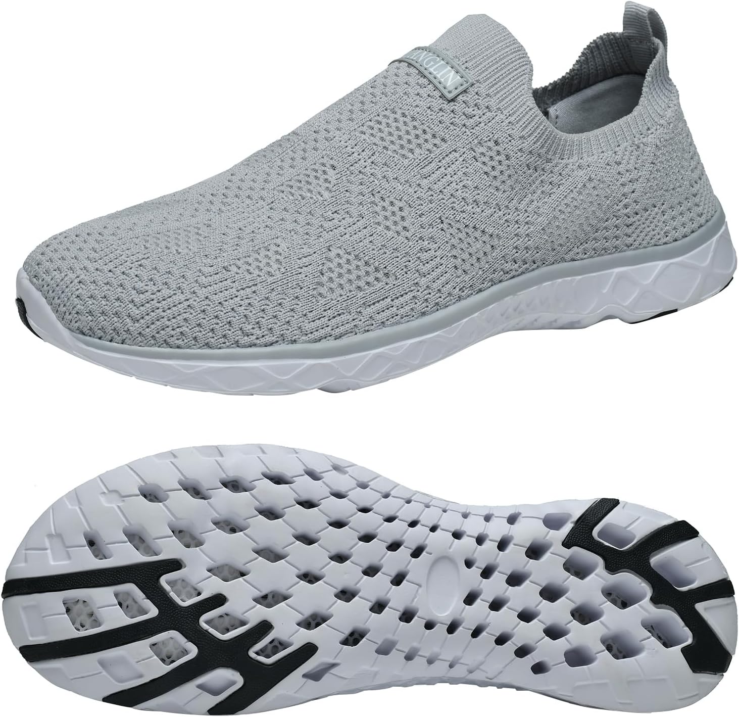 

Мужские водные кроссовки с быстрой сушкой, слив за 3 секунды и для плавания, походов, йоги Zhuanglin, светло-серый