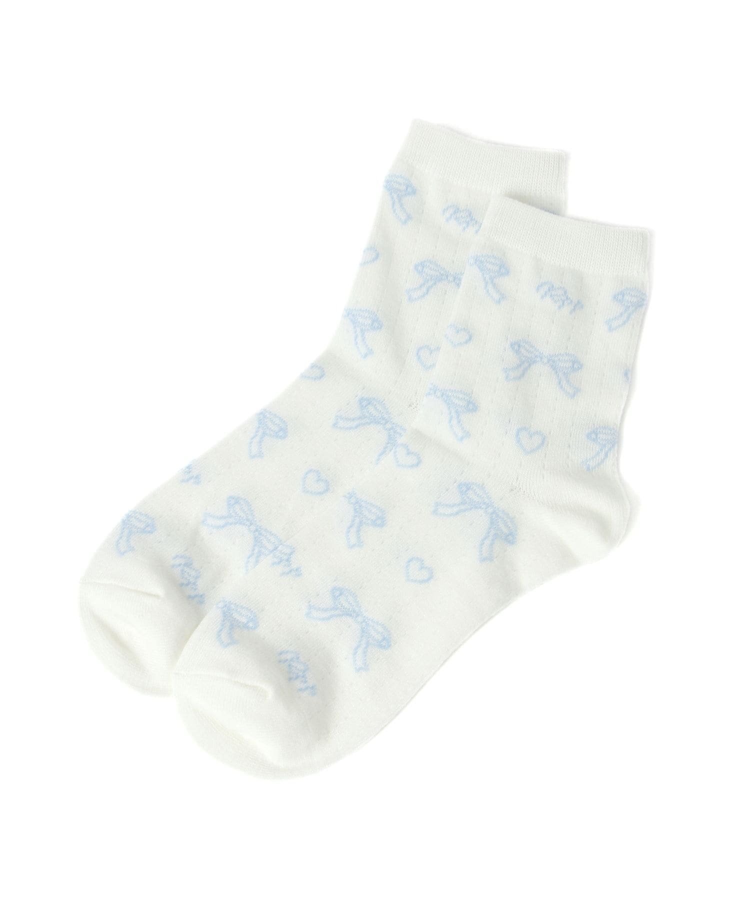Носки Skashiami Ribbon Crew Socks Repipi armario, White x Sax Blue 02