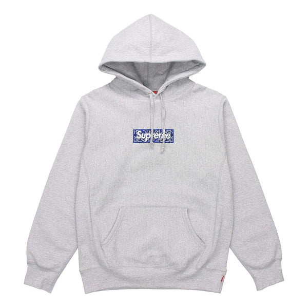 

Толстовка fw19 week 16 bandana box logo hooded sweatshirt paisley grey Supreme, серый