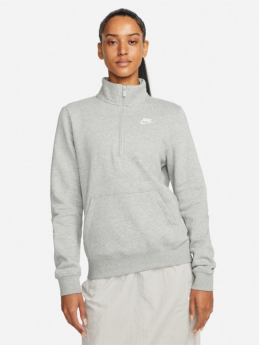 

Блуза Nike W CLUB FLC STD QZ, серый