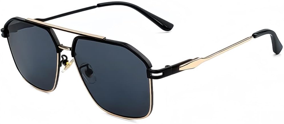 

Солнцезащитные очки с металлическими многоугольными линзами, плоской верхней частью и двойной перемычкой, модные и стильные, для мужчин и женщин, SUN26 Generic, C01 Golden Gray