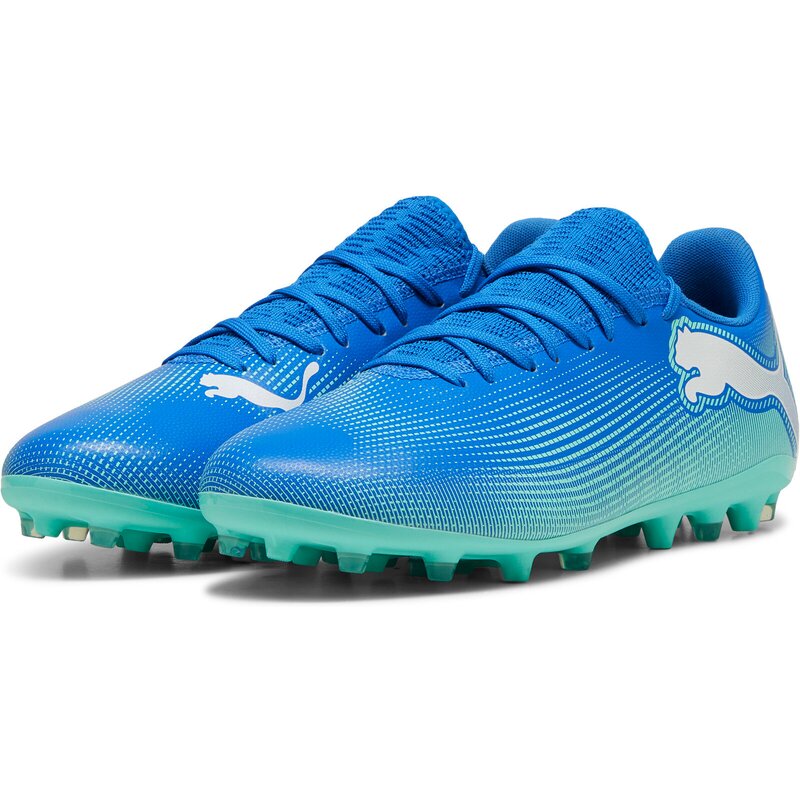 Футбольные бутсы для игры на хард Future 7 Play MG Puma, цвет hyperlink blue-mint-puma white — фото 3
