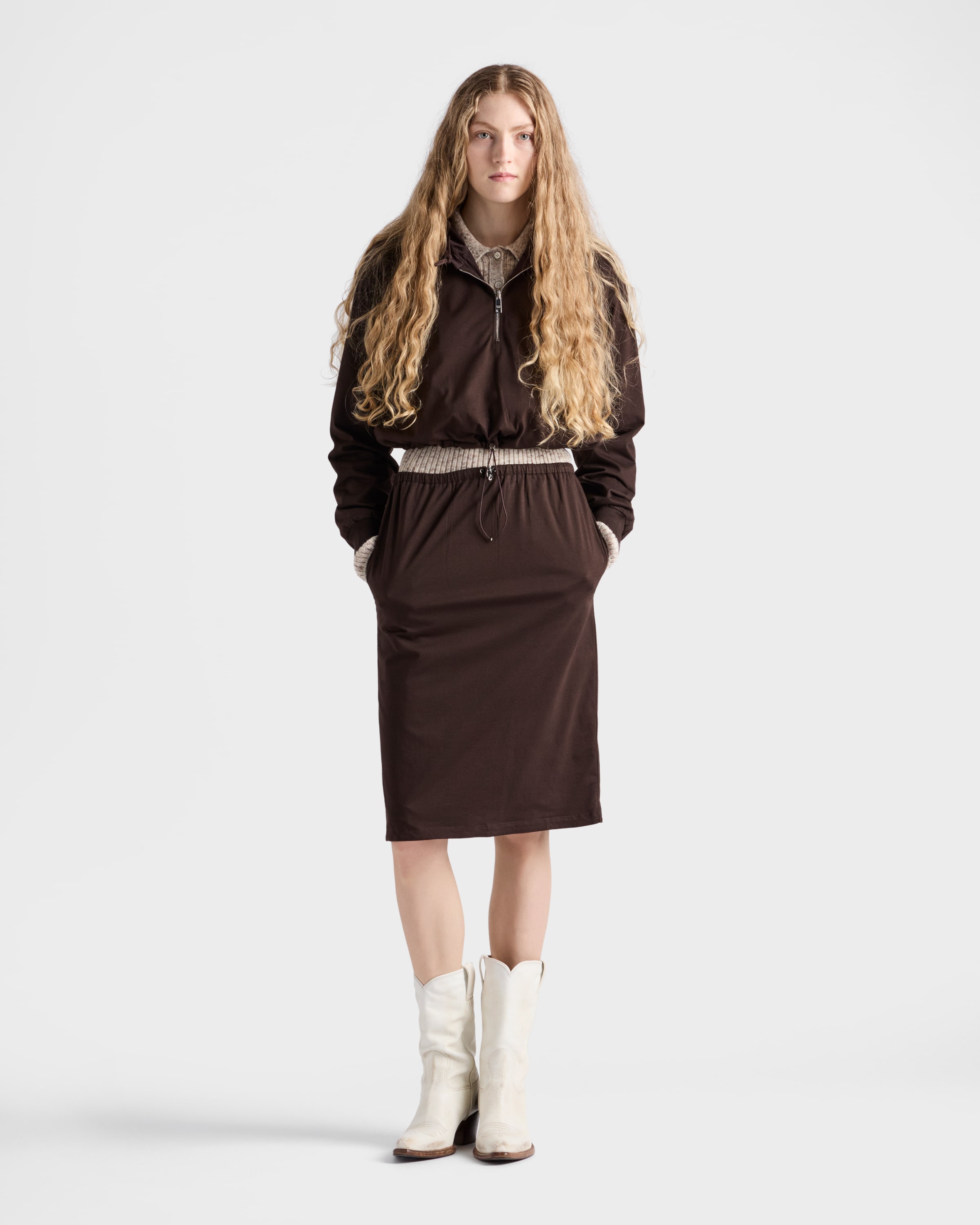 Двустороннее худи из хлопкового джерси и Re-Nylon Prada, коричневый — фото 2