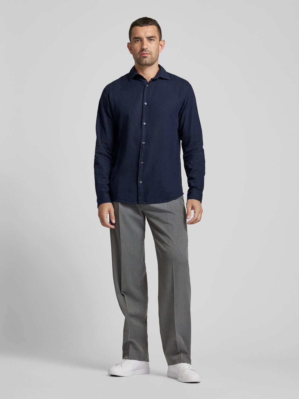 

Повседневная рубашка с воротником-стойкой, модель «RYDER» Jack & Jones Premium, темно-синий