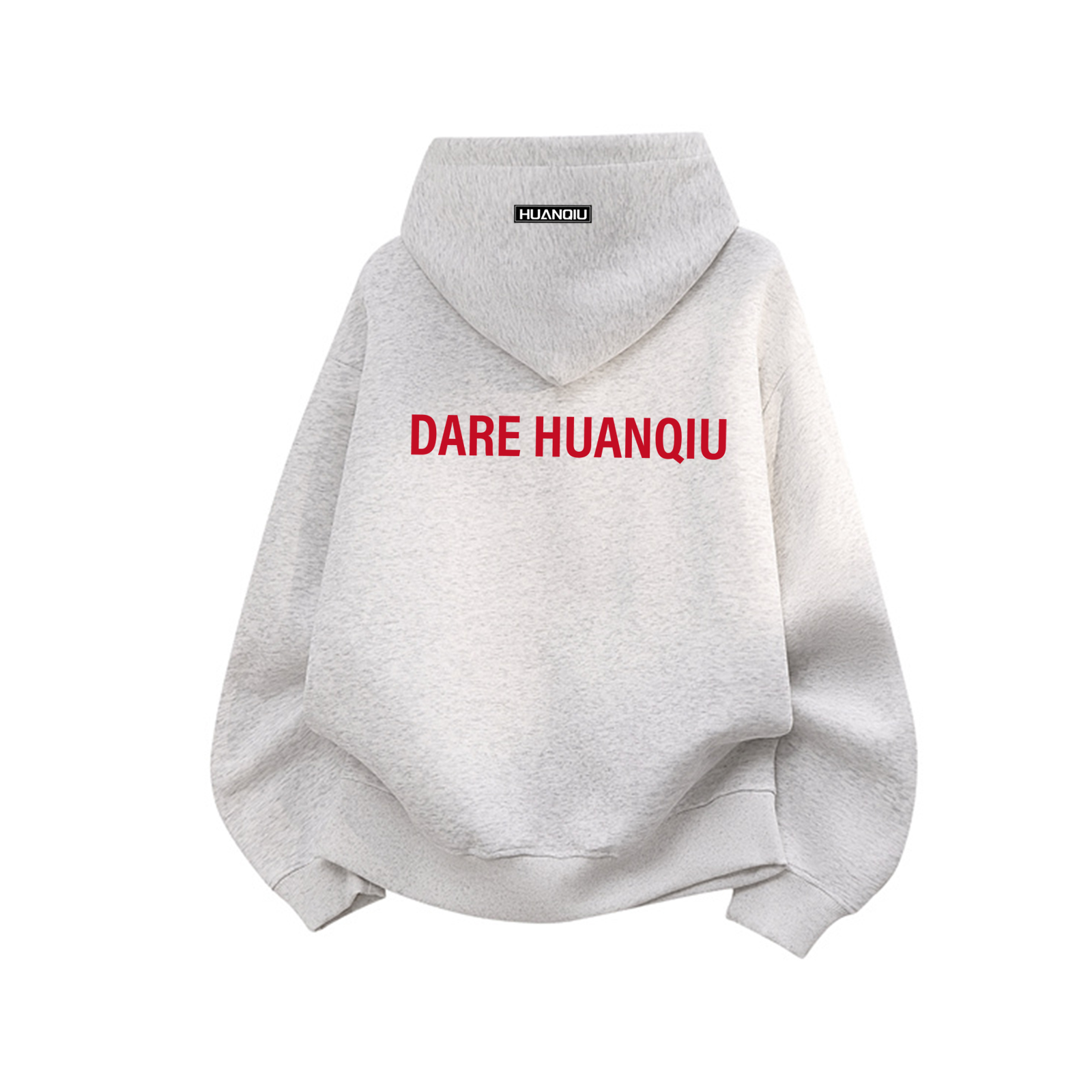 

Толстовка Unisex Hooded Moderate Heavyweight HUANQIU, белый heather серый (красный ) fleece-lined