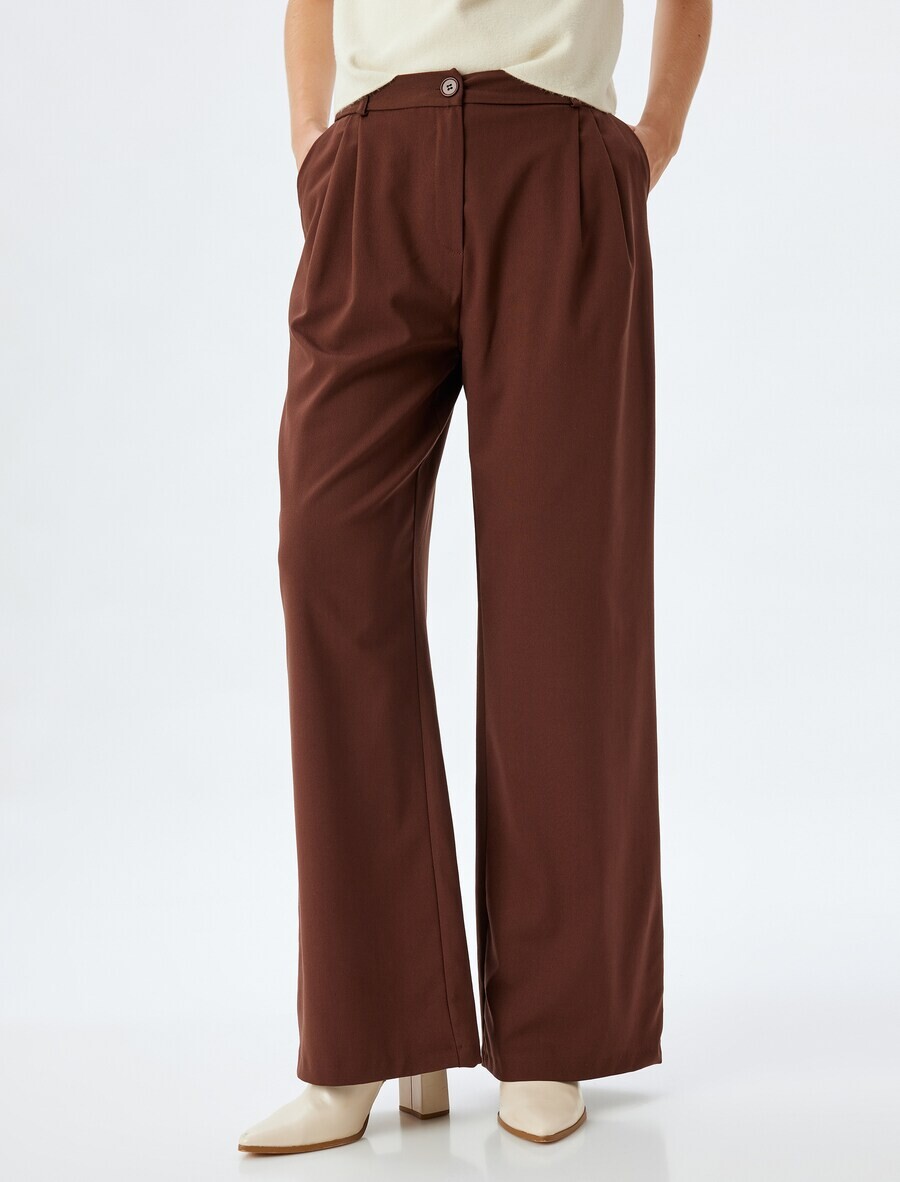 

Брюки со складками спереди Koton Loose fit Pleat-Front Pants, коричневый
