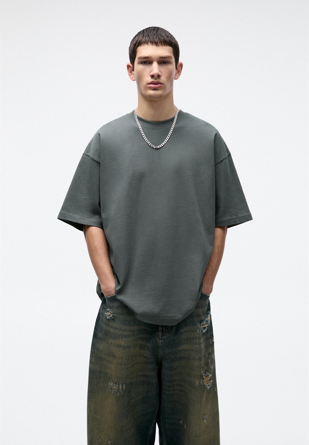 

Базовая Футболка OVERSIZE SHORT SLEEVE Pull&Bear, зеленый