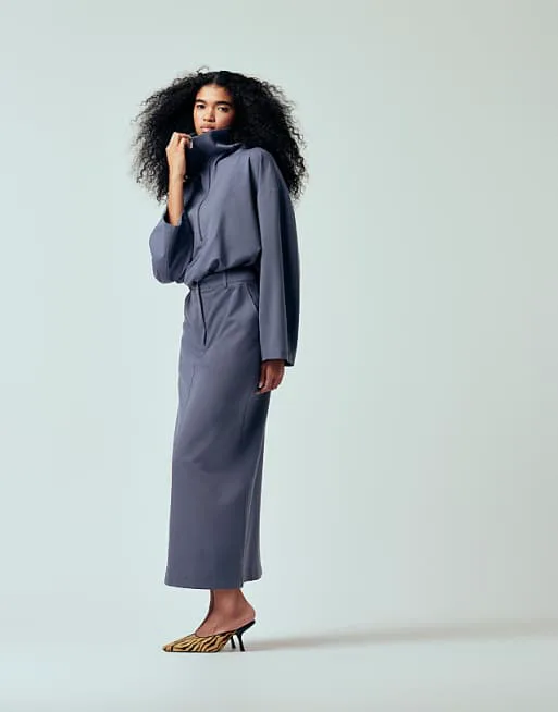 

Синяя комбинированная юбка-карандаш ASOS DESIGN