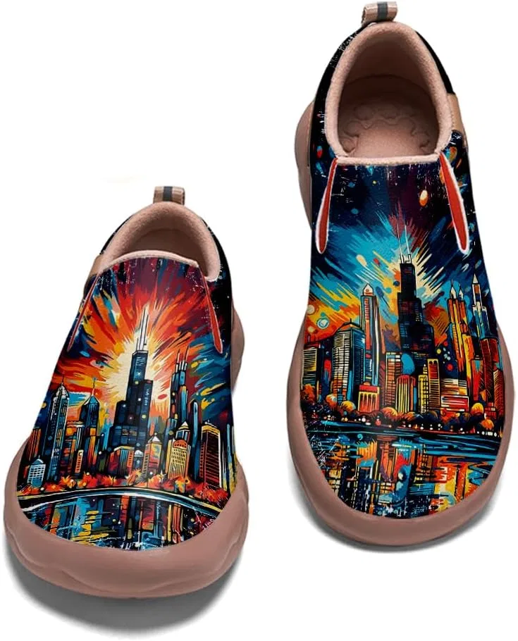 Тапки повседневные Art Painted Slip On Loafers, Чикаго-03 Solepulse