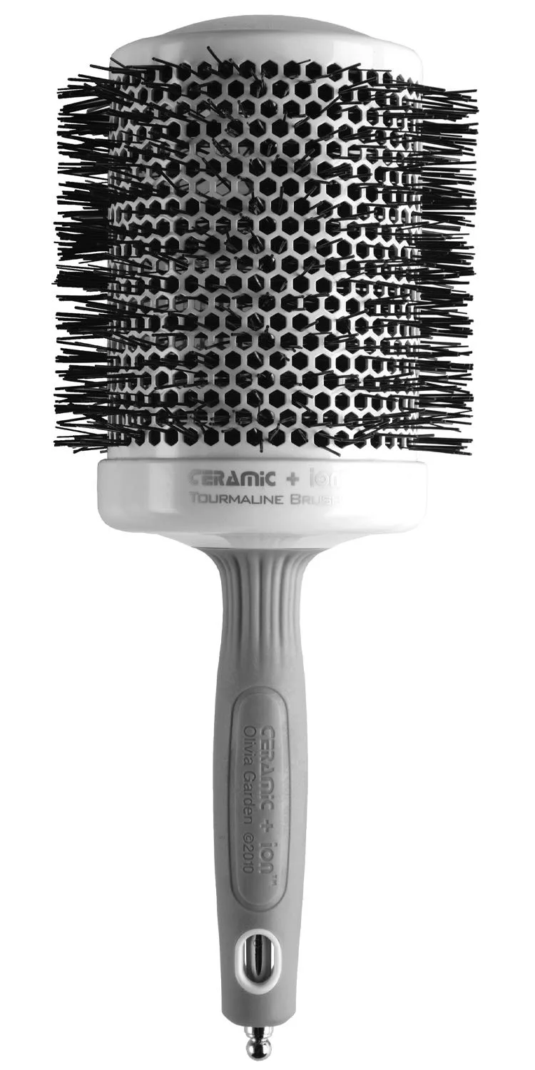 Термощетка для укладки волос Olivia Garden Ceramic + Ion Round Thermal Hair Brush - не электрическая - профессиональная щетка для нормальных и густых волос. CI-80 (10,8 см), White/Grey