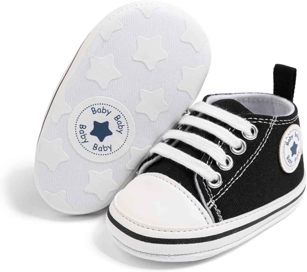 

Детские кеды KIDSUN унисекс для мальчиков и девочек, с мягкой подошвой, на шнуровке, для новорожденных, обувь для первых шагов, для малышей, комнатная обувь, черный