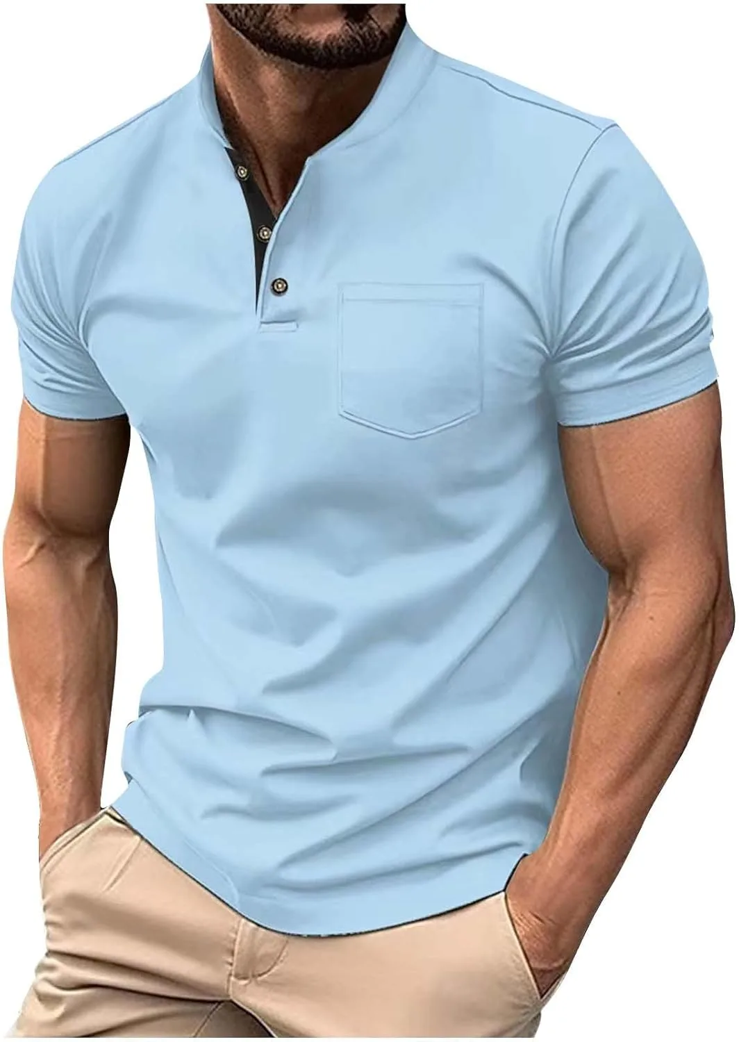 

Мужская футболка с воротником стойкой и пуговицами TXGMNA