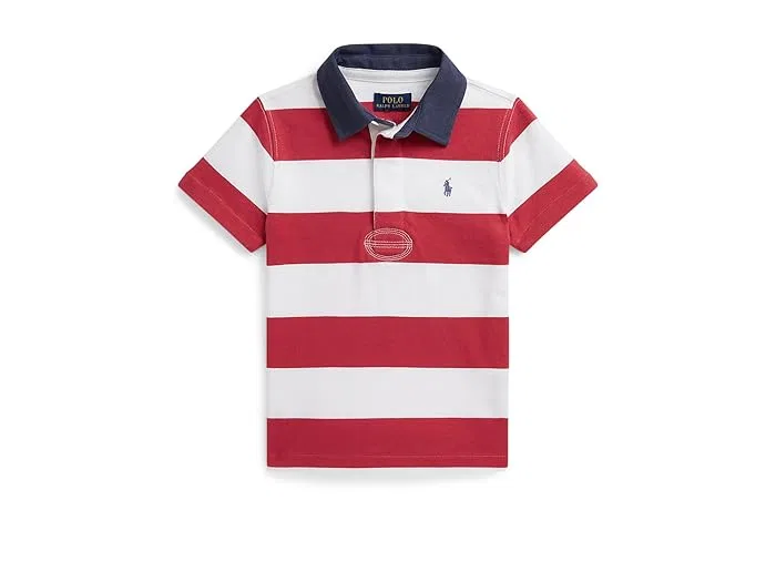 Рубашка регби поло с коротким рукавом хлопок Polo Ralph Lauren Kids, Blue/White