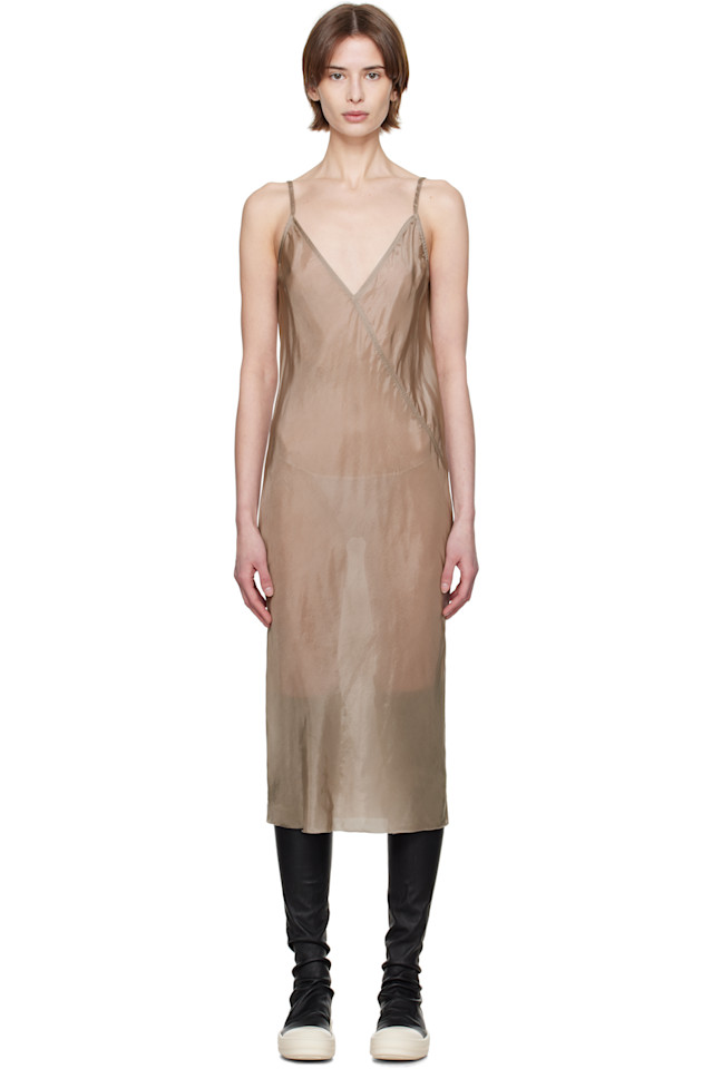 

Голливудское платье-полусолнце миди Rick Owens, цвет taupe