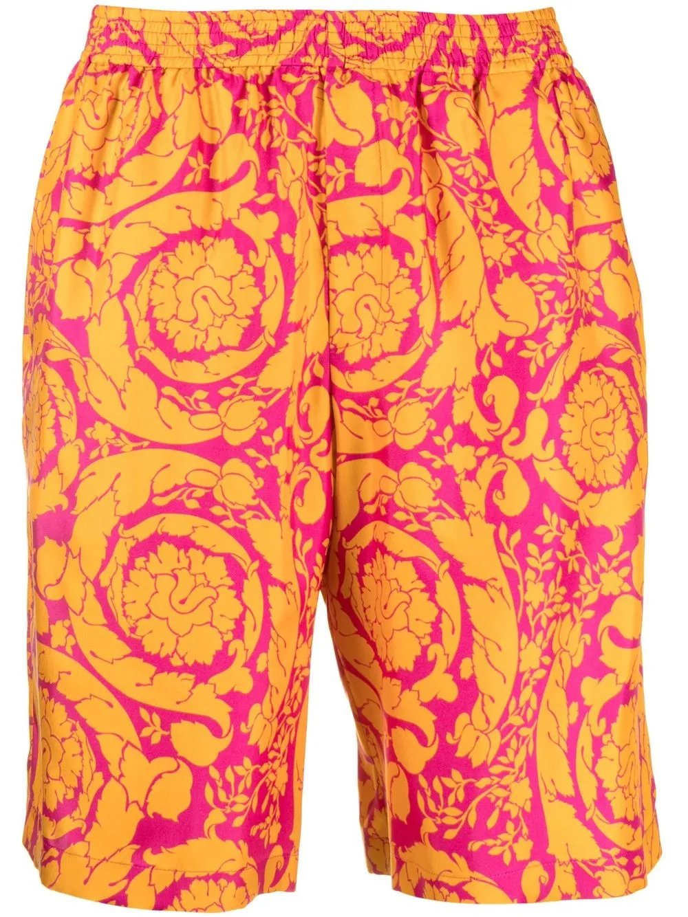 

Шелковые шорты с принтом Barocco Silhouette VERSACE, оранжевый