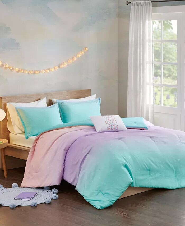 

Двусторонний блеск Glimmer Ombre, 3 шт. Комплект одеял, Twin/Twin XL Mi Zone, синий