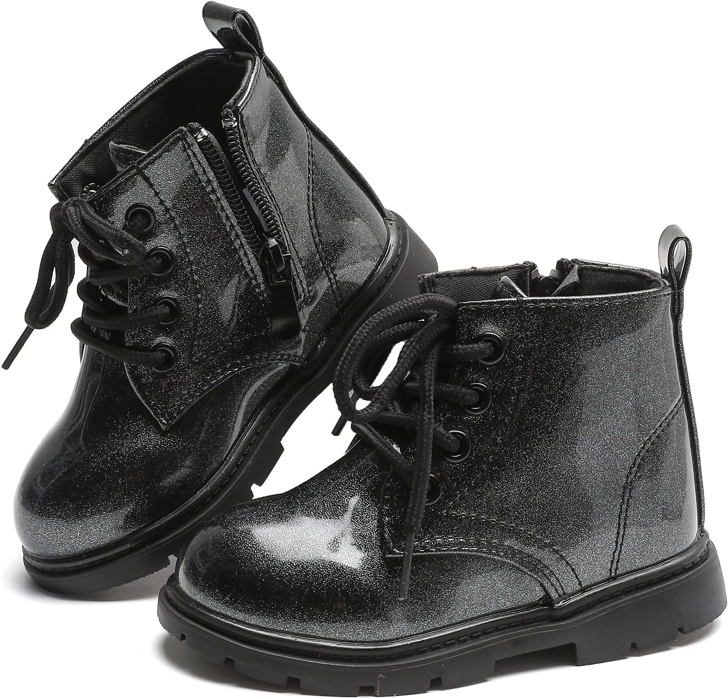 

Детские сапожки, для девочек и мальчиков, обувь, боковая молния, милые ботильоны (малыши/маленькие дети) Mybozz, Schwarz Glitter