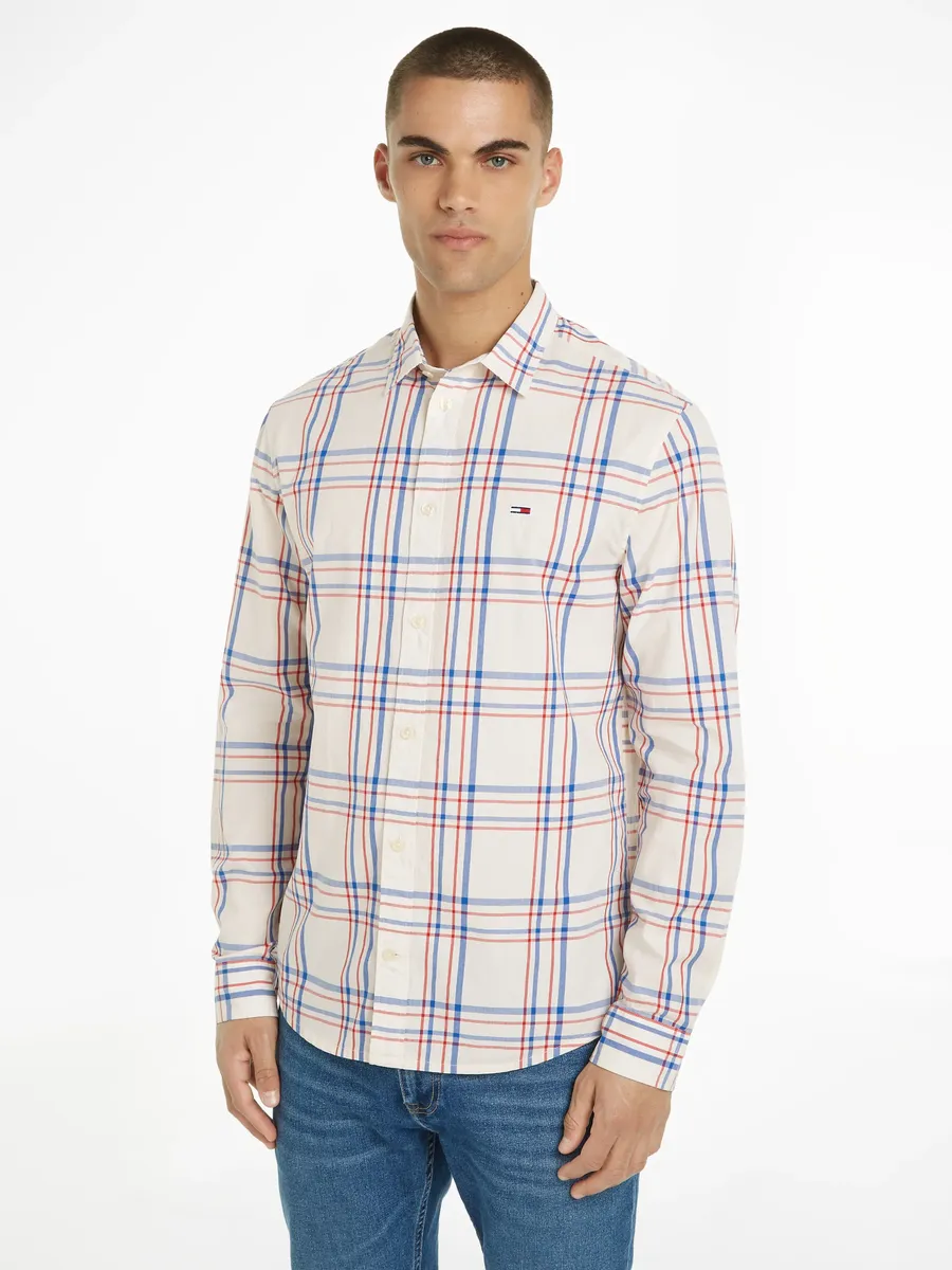 

Рубашка с длинными рукавами Tommy Jeans "TJM REG POPLIN CHECK SHIRT", цвет Ancient White Check