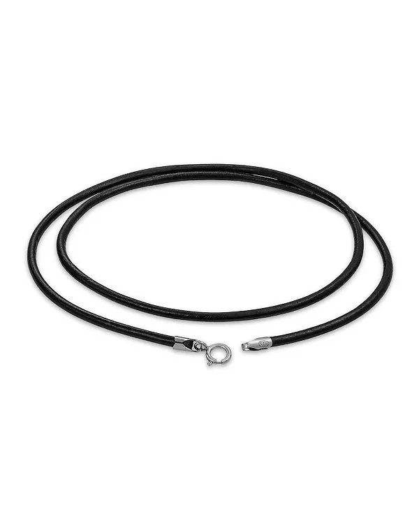

Ожерелье из черного кожаного шнура с посеребренной застежкой Bling Jewelry, black