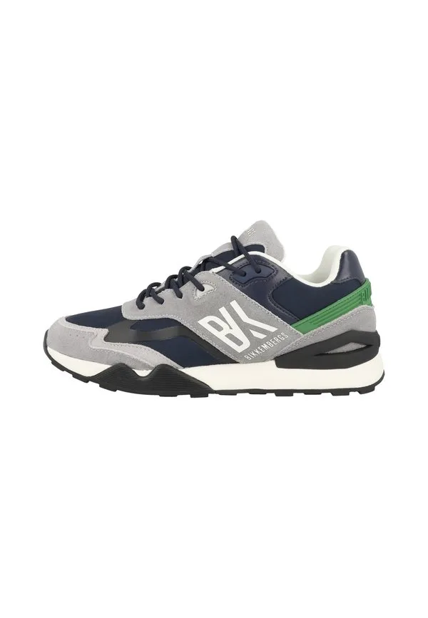 Кроссовки schuhe в стиле ретро серо-серо-темно-зеленые Bikkembergs, Grey-Lt Grey-Navy-Green