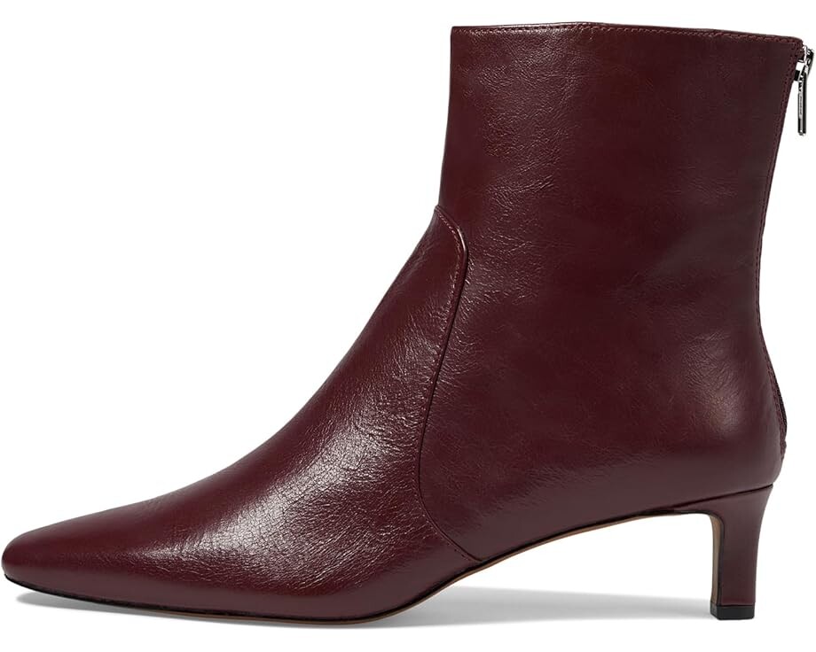 Ботинки Madewell The Dimes Kitten-Heel Boot In Crinkle Leather, цвет Deep Merlot — фото 4
