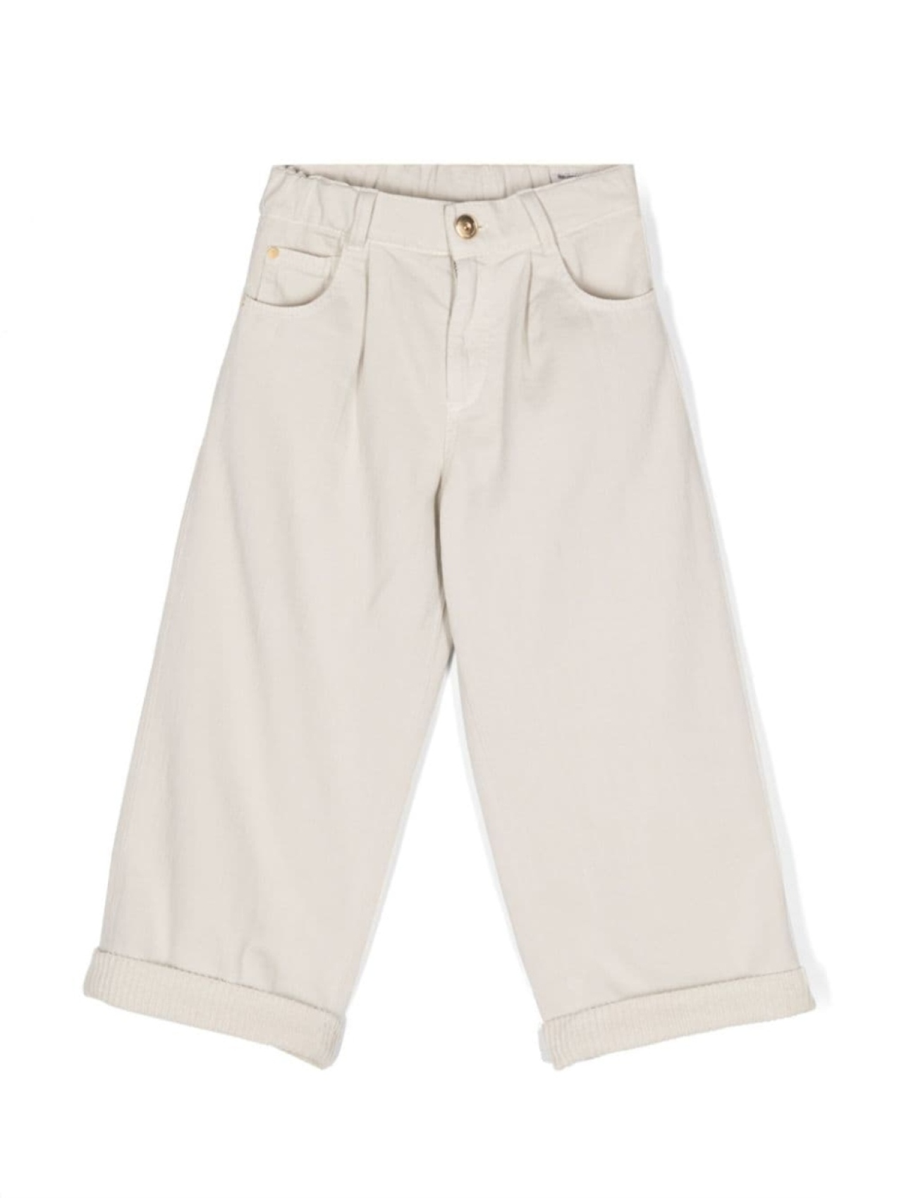 

Brunello Cucinelli Kids широкие брюки с эластичным поясом, нейтральный цвет