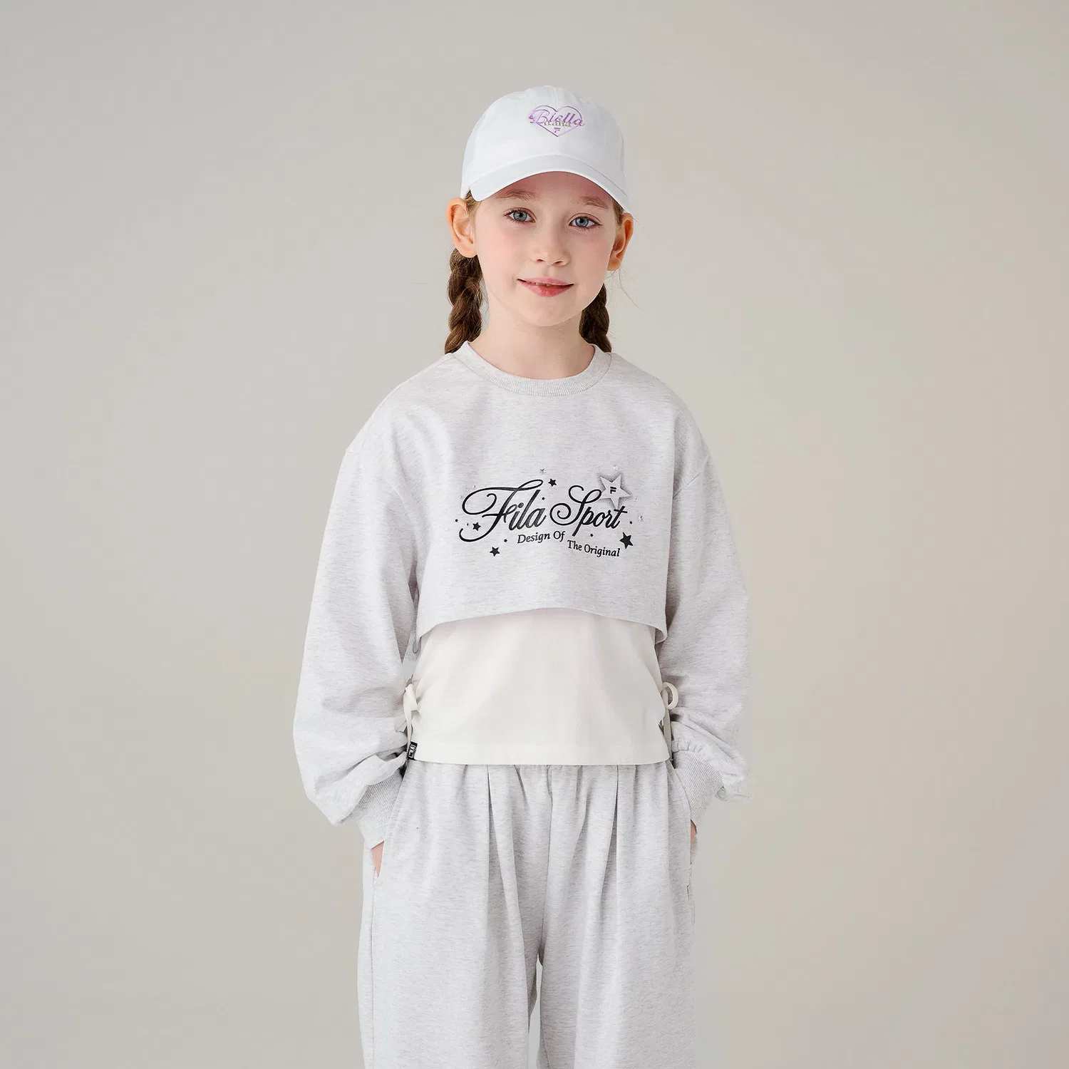 Детский многослойный свитшот Fila Kids Hotfix серого цвета
